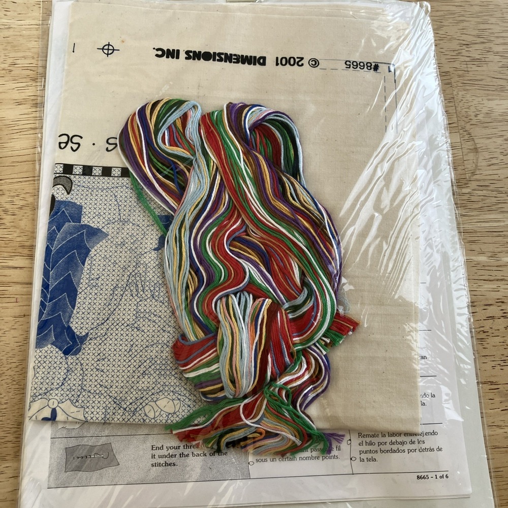 DIMENSIONS 8665 Stamped Cross Stitch Kit SNOWMEN GREETINGS 2001 Christmas NEW - Picture 4 of 4